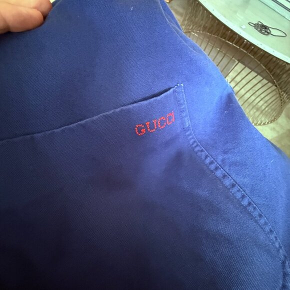 GUCCI MENS 722497 BLUE COTTON MILITARY DRILL JACKET, SIZE 52 (MSRP $2700) - Picture 15 of 16